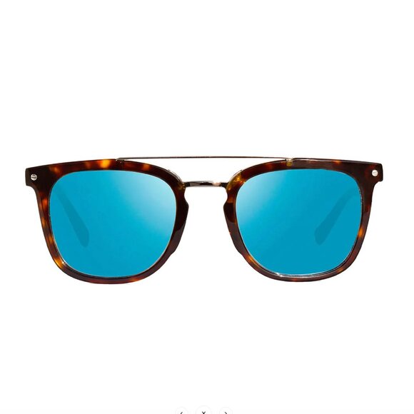 Revo Atlas Polarized Sunglasses - Black Frames with Reflective Blue Lenses - Picture 1 of 8